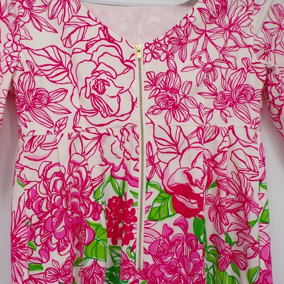 Lilly Pulitzer Silk Blend Livie Color By Numbers Rose Print Dress, Sz 4 - Picture 6 of 9